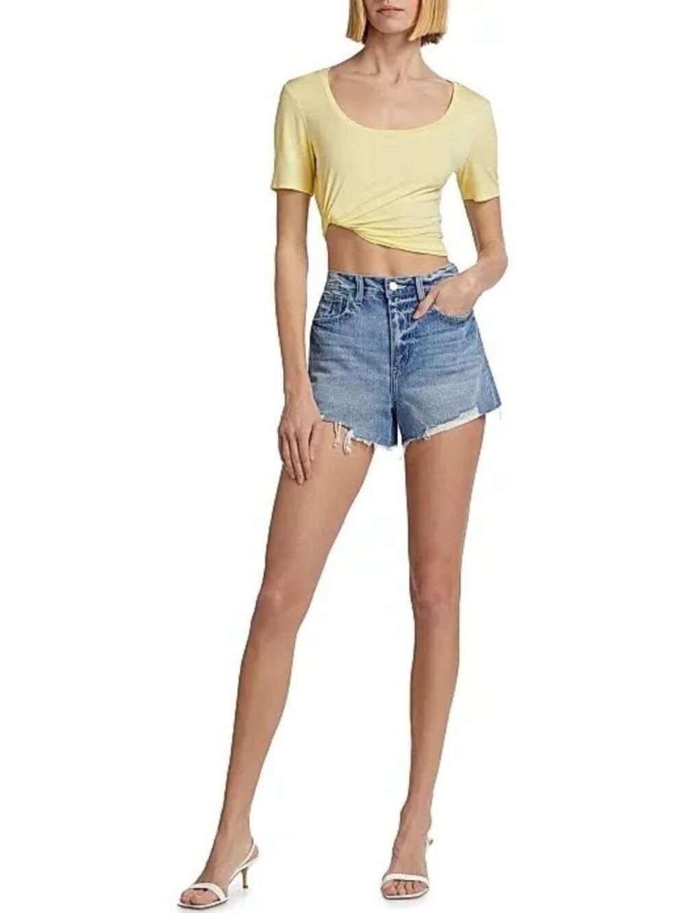 L’AGENCE Beck High Rise Denim Shorts Size 25 New